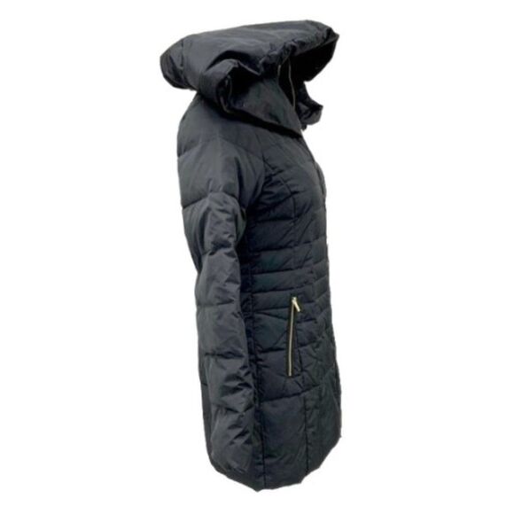 Black Cole Haan Long Hooded Puffer Coat - XS - Picture 4 of 7